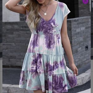 NWOT Cinnie A-Line Tie-Dye Tiered Dress sz XL